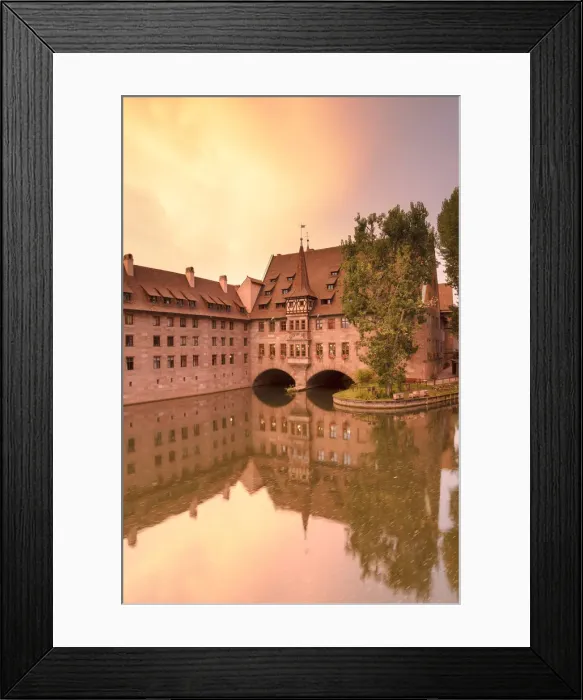 Framed Print : Heilig-Geist Spital on River Pegnitz at sunset, Nuremberg, Bavaria, Germany Framed Print : Heilig-Geist Spital on River Pegnitz at sunset, Nuremberg, Bavaria, Germany