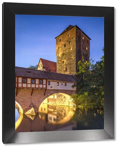 Weinstadel and River Pegnitz at dusk, Nuremberg, Bavaria, Germany