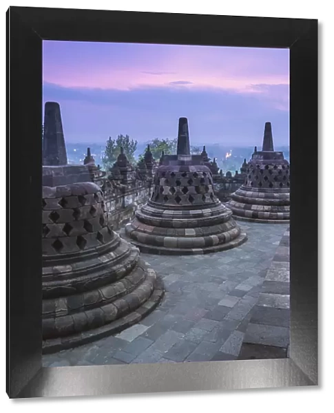 Yogyakarta, Java, Indonesia, South East Asia. Borobudur temple at dusk