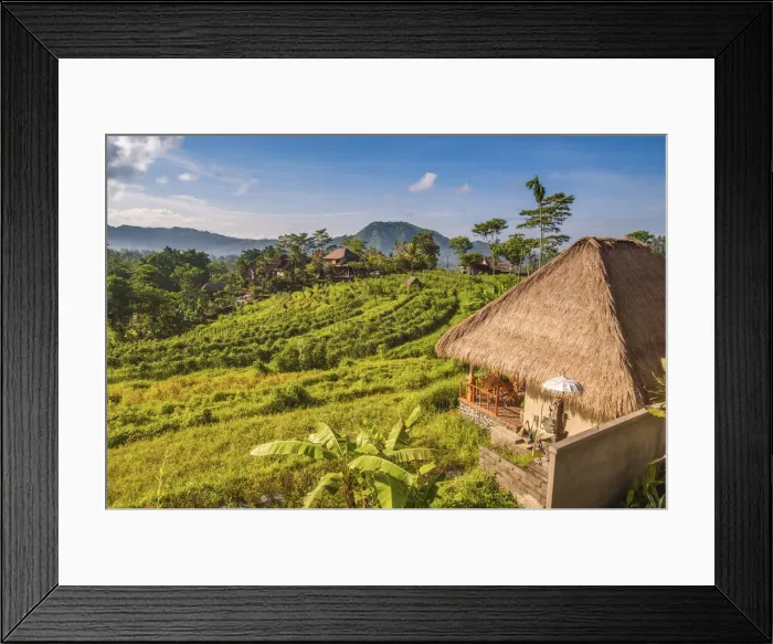 Framed Print : Sidemen, Rendang, Karangasem Regency, Bali, Indonesia. Thatched tourist cottages Framed Print : Sidemen, Rendang, Karangasem Regency, Bali, Indonesia. Thatched tourist cottages
