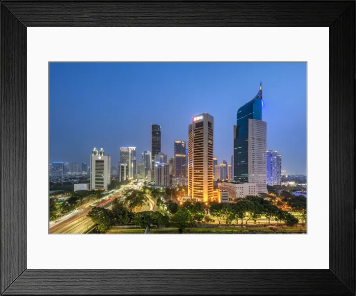 Framed Print : Financial district skyline at night, Jakarta, Java, Indonesia Framed Print : Financial district skyline at night, Jakarta, Java, Indonesia