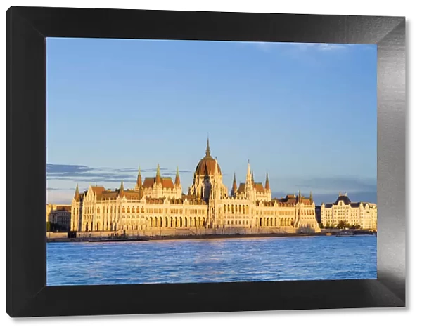 Hungary, Central Hungary, Budapest. The Hungarian Parliament Building at sunset