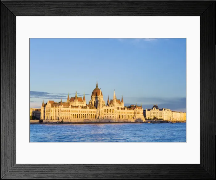 Framed Print : Hungary, Central Hungary, Budapest. The Hungarian Parliament Building at sunset