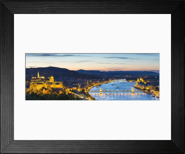 Framed Print : Hungary, Central Hungary, Budapest. Evening view over Budapest and the Danube