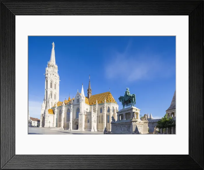 Framed Print : Hungary, Central Hungary, Budapest. St. Matthias Church and St Stephen Statue are Framed Print : Hungary, Central Hungary, Budapest. St. Matthias Church and St Stephen Statue are