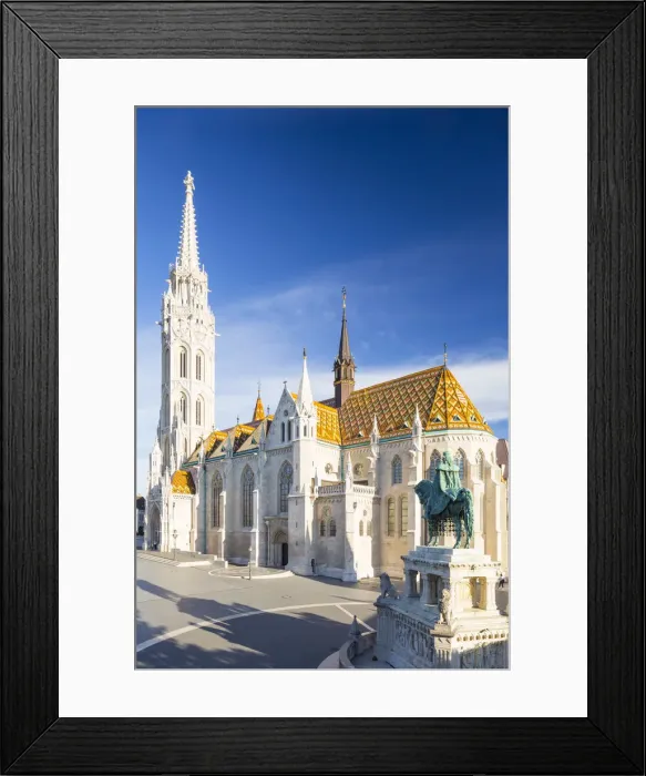 Framed Print : Hungary, Central Hungary, Budapest. St. Matthias Church and St Stephen Statue are Framed Print : Hungary, Central Hungary, Budapest. St. Matthias Church and St Stephen Statue are