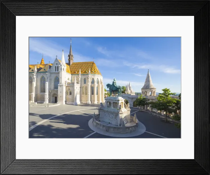 Framed Print : Hungary, Central Hungary, Budapest. St. Matthias Church and St Stephen Statue are Framed Print : Hungary, Central Hungary, Budapest. St. Matthias Church and St Stephen Statue are