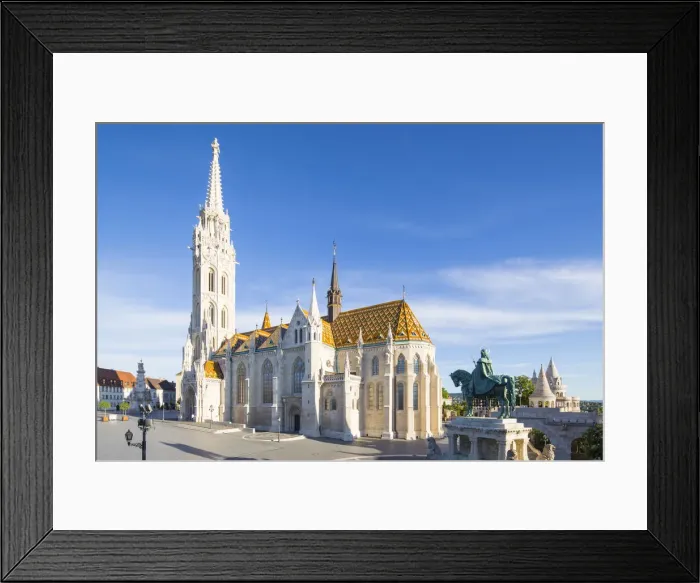 Framed Print : Hungary, Central Hungary, Budapest. St. Matthias Church and St Stephen Statue are Framed Print : Hungary, Central Hungary, Budapest. St. Matthias Church and St Stephen Statue are