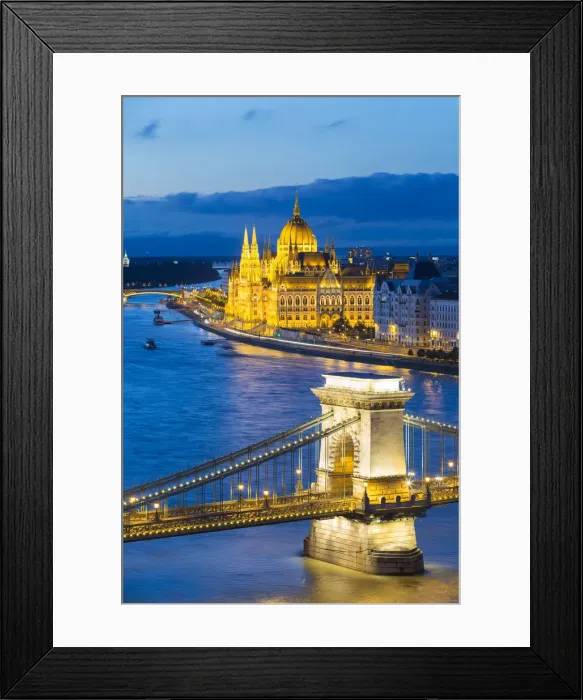 Framed Print : Hungary, Central Hungary, Budapest. Chain Bridge and the Hungarian Parliament Building Framed Print : Hungary, Central Hungary, Budapest. Chain Bridge and the Hungarian Parliament Building