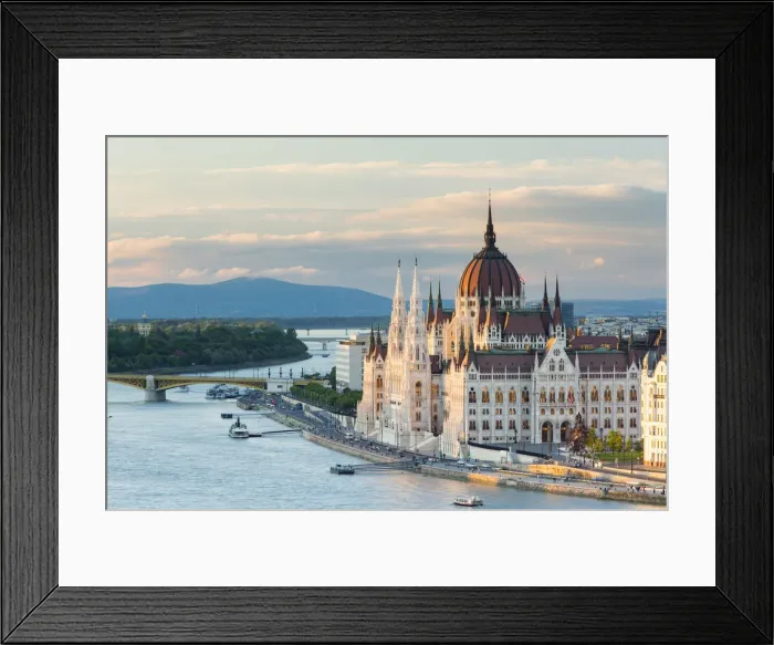 Framed Print : Hungary, Central Hungary, Budapest. The Hungarian Parliament Building on the Danube River