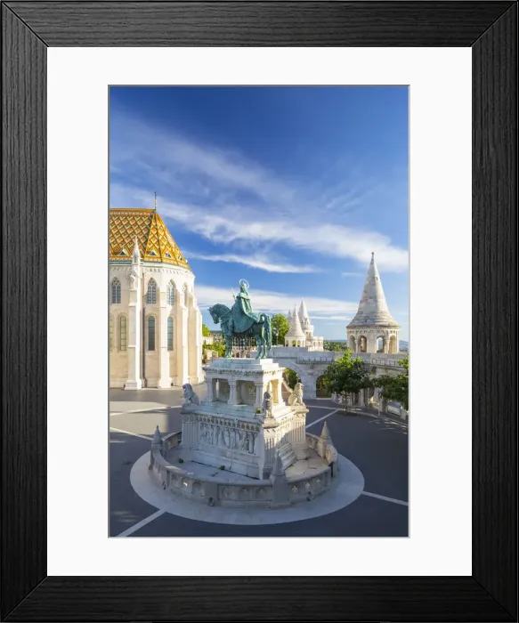 Framed Print : Hungary, Central Hungary, Budapest. St. Matthias Church and St Stephen Statue are Framed Print : Hungary, Central Hungary, Budapest. St. Matthias Church and St Stephen Statue are