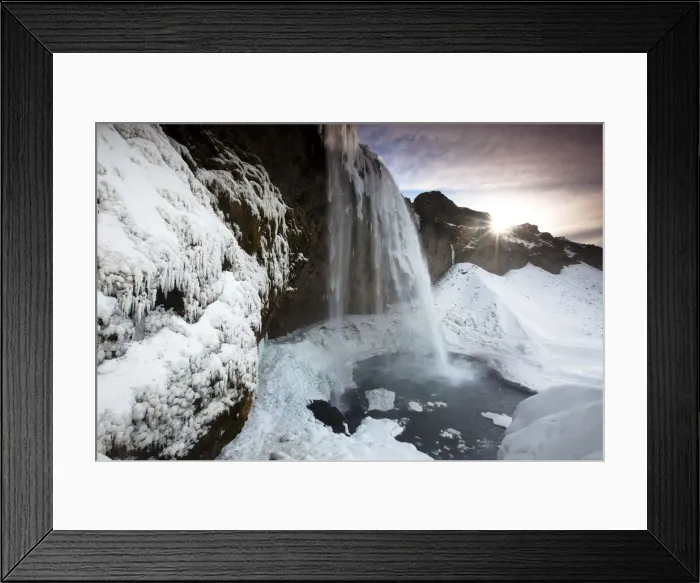 Framed Print : Seljalandsfoss Waterfall in Winter, Iceland Framed Print : Seljalandsfoss Waterfall in Winter, Iceland