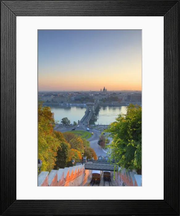 Framed Print : Chain Bridge (Szechenyi Bridge) and Buda Castle Funicular, Budapest, Hungary Framed Print : Chain Bridge (Szechenyi Bridge) and Buda Castle Funicular, Budapest, Hungary
