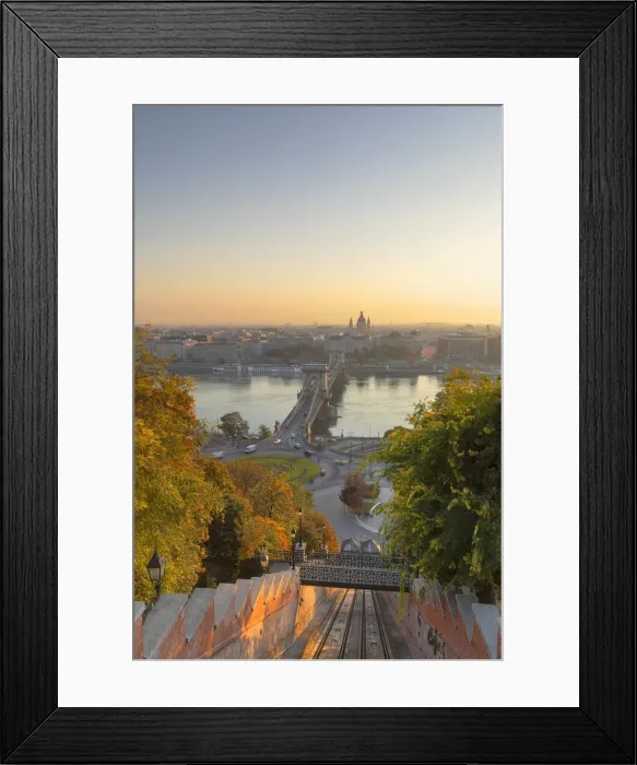 Framed Print : Chain Bridge (Szechenyi Bridge) and Buda Castle Funicular, Budapest, Hungary Framed Print : Chain Bridge (Szechenyi Bridge) and Buda Castle Funicular, Budapest, Hungary
