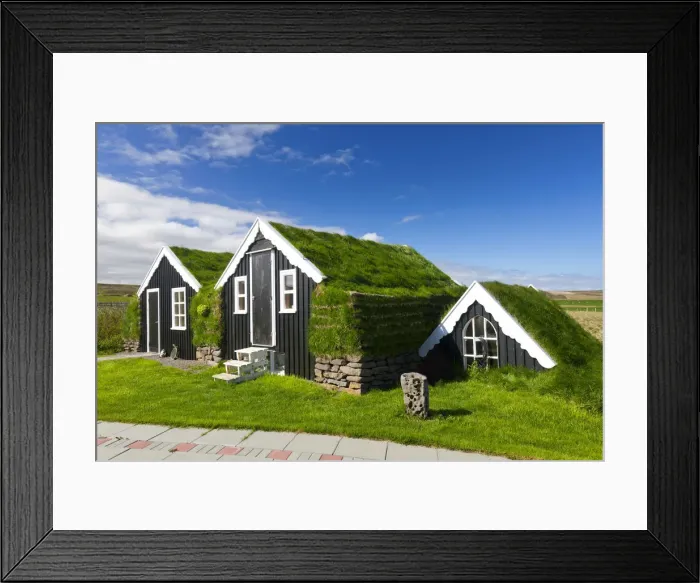 Framed Print : Traditional Grass Roof Houses. Iceland Framed Print : Traditional Grass Roof Houses. Iceland