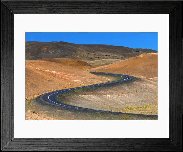 Framed Print : Motorbike on Winding Road, Namafjall hverir, Iceland Framed Print : Motorbike on Winding Road, Namafjall hverir, Iceland