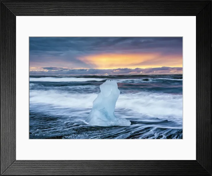 Framed Print : Waves Around Iceberg, Jokulsarlon Beach, Iceland Framed Print : Waves Around Iceberg, Jokulsarlon Beach, Iceland