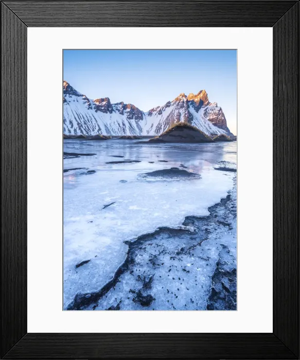 Framed Print : Stokksnes, Eastern Iceland, Europe. Vestrahorn mountain in a frozen winter landscape Framed Print : Stokksnes, Eastern Iceland, Europe. Vestrahorn mountain in a frozen winter landscape