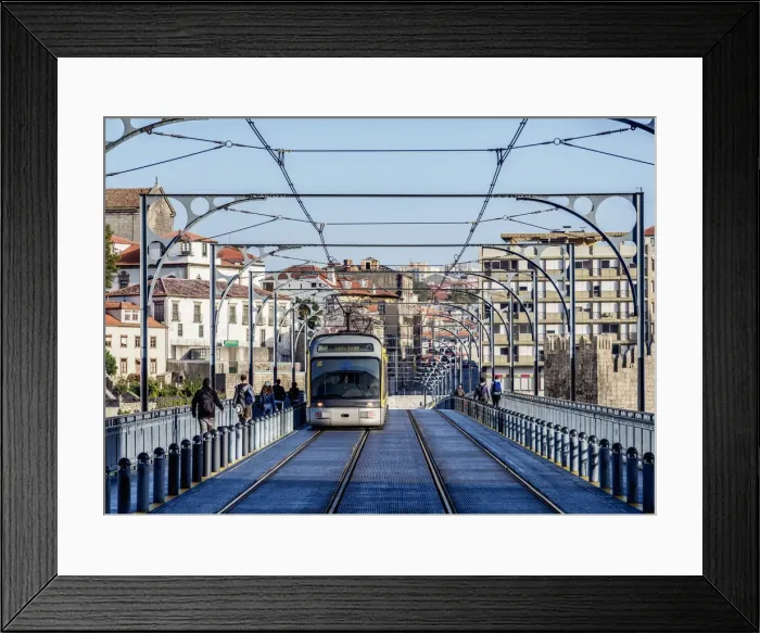 Framed Print : Metro do Porto at Dom Luis I Bridge, Porto, Portugal