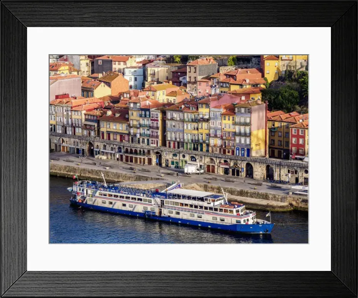 Framed Print : Colourful houses of Ribeira, elevated view, Porto, Portugal Framed Print : Colourful houses of Ribeira, elevated view, Porto, Portugal