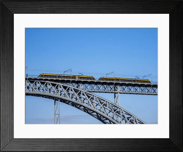 Framed Print : Metro do Porto at Dom Luis I Bridge, Porto, Portugal