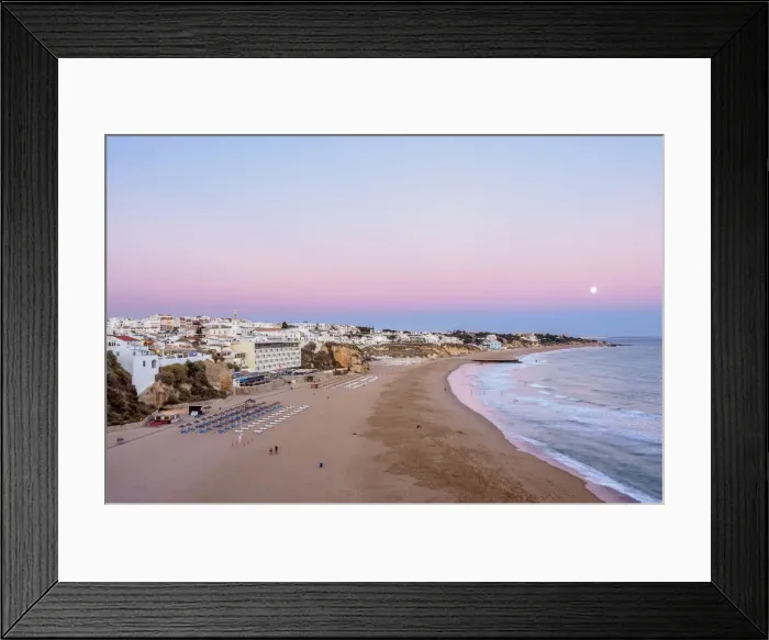 Framed Print : Paneco Beach at dusk, elevated view, Albufeira, Algarve, Portugal Framed Print : Paneco Beach at dusk, elevated view, Albufeira, Algarve, Portugal