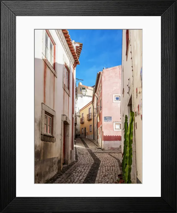 Framed Print : Narrow Lane of Alfama, Lisbon, Portugal