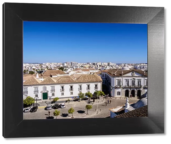 Episcopal Palace and City Hall at Largo da Se, elevated view, Faro, Algarve, Portugal
