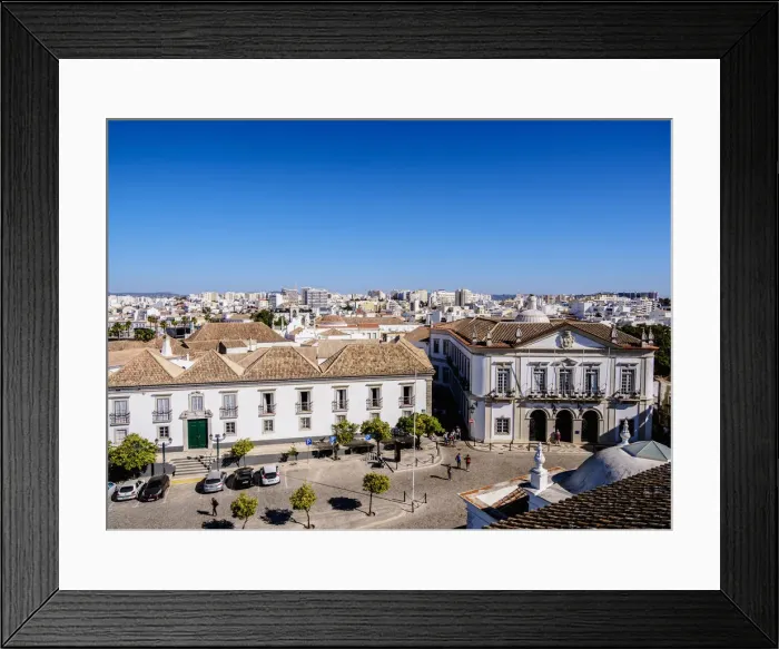Framed Print : Episcopal Palace and City Hall at Largo da Se, elevated view, Faro, Algarve, Portugal Framed Print : Episcopal Palace and City Hall at Largo da Se, elevated view, Faro, Algarve, Portugal