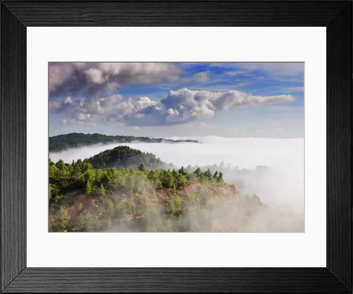 Framed Print : Arrabida Natural Park in a foggy morning. Portugal