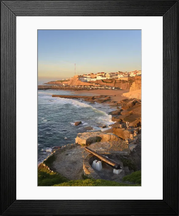 Framed Print : The fishing village of Ericeira at dusk, overlooking the Atlantic Ocean. Portugal Framed Print : The fishing village of Ericeira at dusk, overlooking the Atlantic Ocean. Portugal