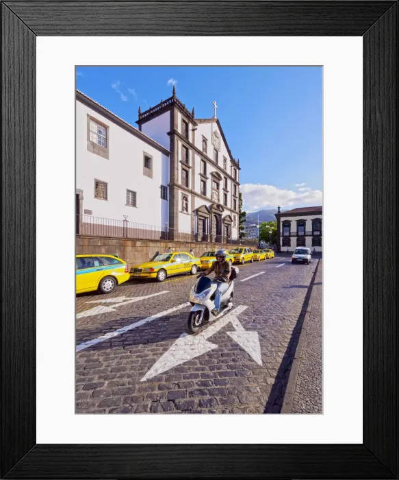 Framed Print : Portugal, Madeira, Funchal, Jesuit College and Church on Praca do Municipio, part Framed Print : Portugal, Madeira, Funchal, Jesuit College and Church on Praca do Municipio, part