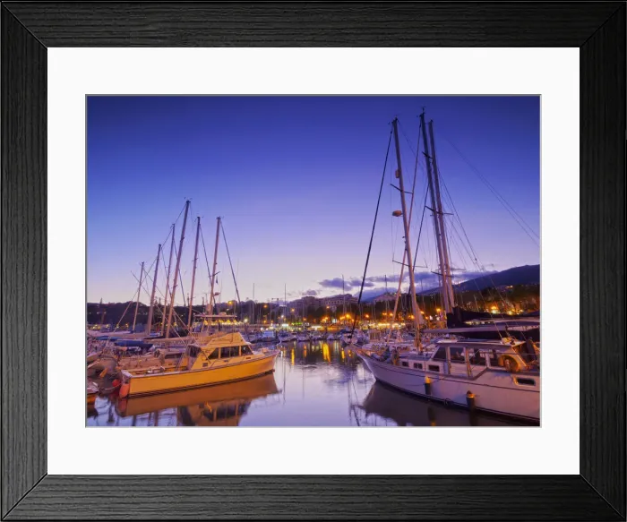 Framed Print : Portugal, Madeira, Funchal, Harbour Marina do Funchal at dusk Framed Print : Portugal, Madeira, Funchal, Harbour Marina do Funchal at dusk