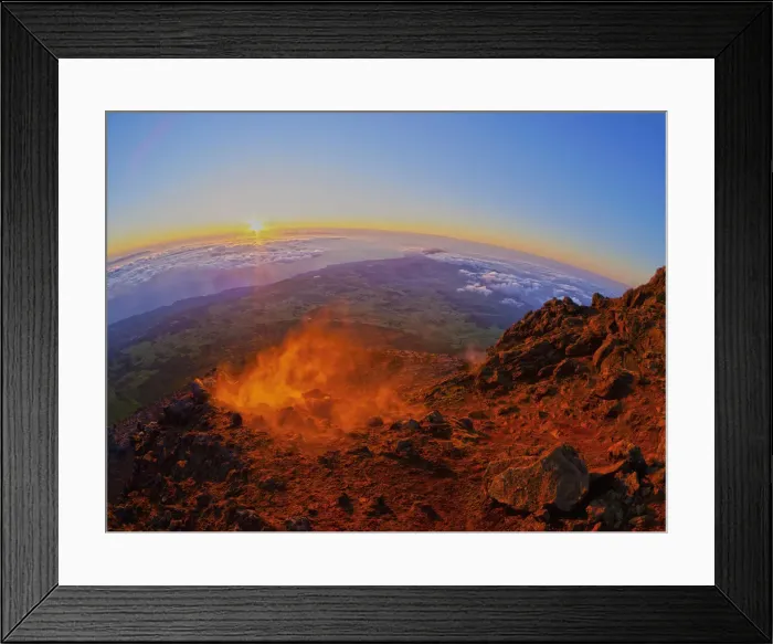 Framed Print : Portugal, Azores, Pico, Sunrise viewed from the top of the Mount Pico