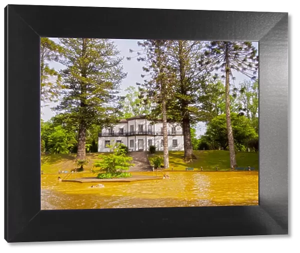 Portugal, Azores, Sao Miguel, Furnas, Thermal Water Pool and Mansion in Parque Terra