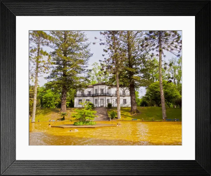 Framed Print : Portugal, Azores, Sao Miguel, Furnas, Thermal Water Pool and Mansion in Parque Terra Framed Print : Portugal, Azores, Sao Miguel, Furnas, Thermal Water Pool and Mansion in Parque Terra