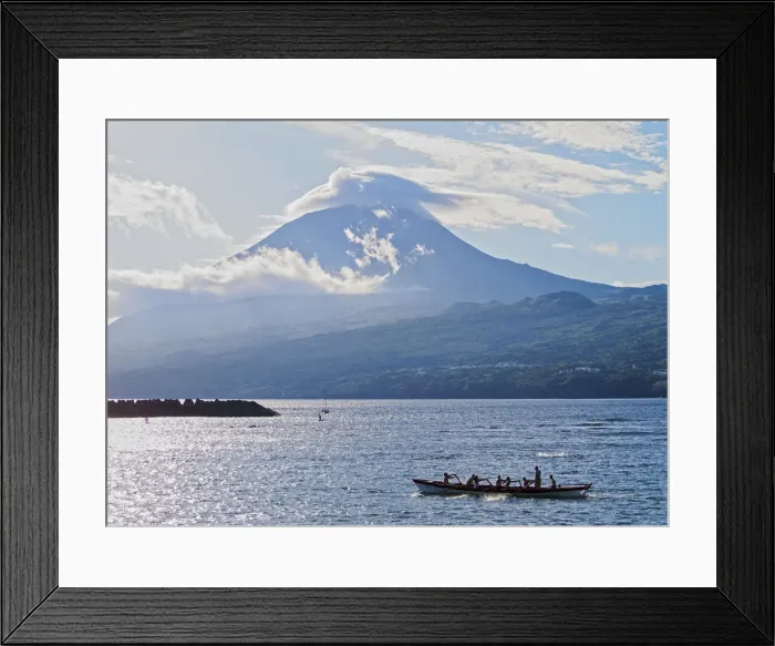 Framed Print : Portugal, Azores, Pico, Lajes do Pico, View of Pico Mountain with cloud hat Framed Print : Portugal, Azores, Pico, Lajes do Pico, View of Pico Mountain with cloud hat