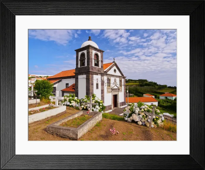 Framed Print : Portugal, Azores, Flores, Ponta Delgada, Church and Cemetery