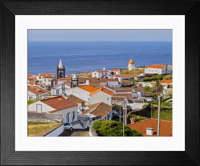Framed Print : Portugal, Azores, Graciosa, Santa Cruz da Graciosa, Elevated view of the town Framed Print : Portugal, Azores, Graciosa, Santa Cruz da Graciosa, Elevated view of the town