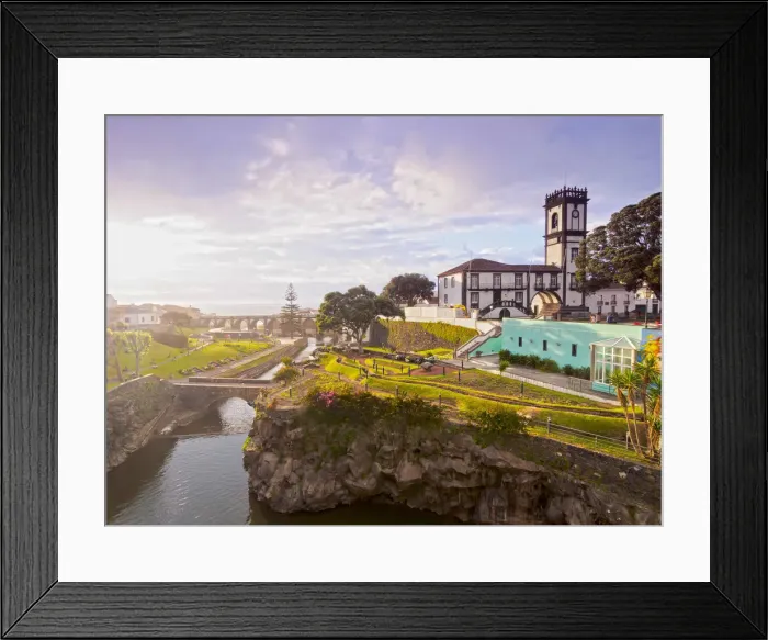 Framed Print : Portugal, Azores, Sao Miguel, Ribeira Grande, Townscape with Town Hall Camara Municipal Framed Print : Portugal, Azores, Sao Miguel, Ribeira Grande, Townscape with Town Hall Camara Municipal
