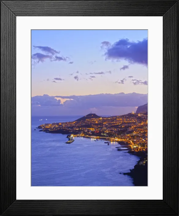 Framed Print : Portugal, Madeira, Funchal, Twilight view of Funchal Framed Print : Portugal, Madeira, Funchal, Twilight view of Funchal