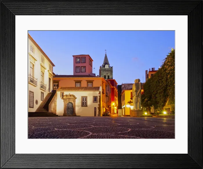 Framed Print : Portugal, Madeira, Funchal, Twilight view of the Old Town Framed Print : Portugal, Madeira, Funchal, Twilight view of the Old Town