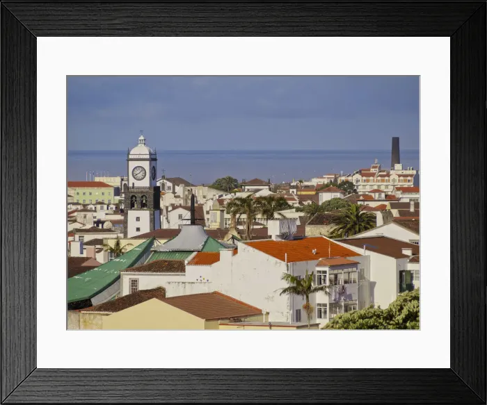Framed Print : Portugal, Azores, Sao Miguel, Ponta Delgada, Elevated view of the Old Town Framed Print : Portugal, Azores, Sao Miguel, Ponta Delgada, Elevated view of the Old Town