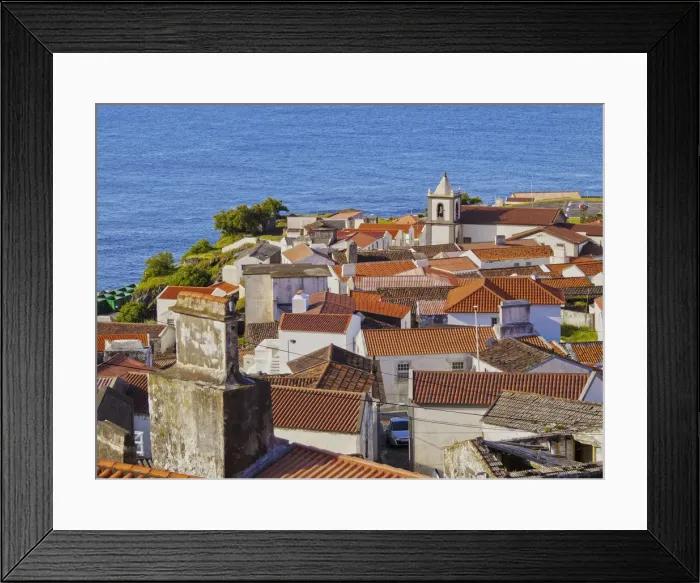 Framed Print : Portugal, Azores, Corvo, Vila do Corvo, Elevated view of the town