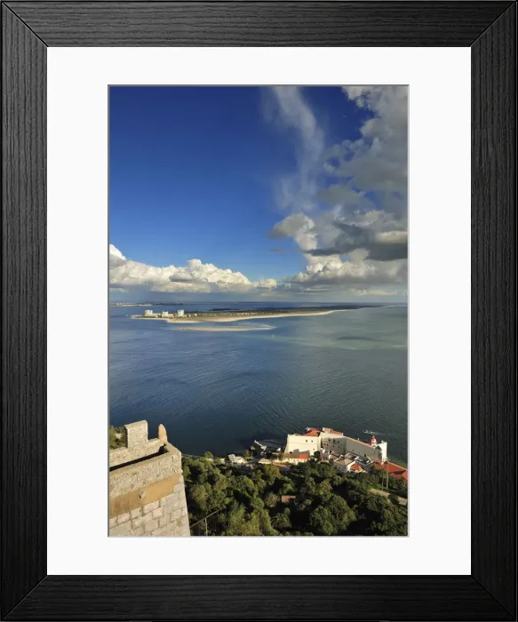 Framed Print : Sado river Bay, Outao fortress and Troia peninsula. Portugal Framed Print : Sado river Bay, Outao fortress and Troia peninsula. Portugal