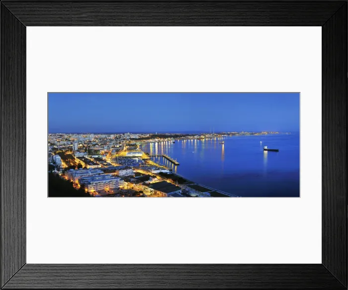 Framed Print : Setubal and the Sado river bay at twilight. Portugal