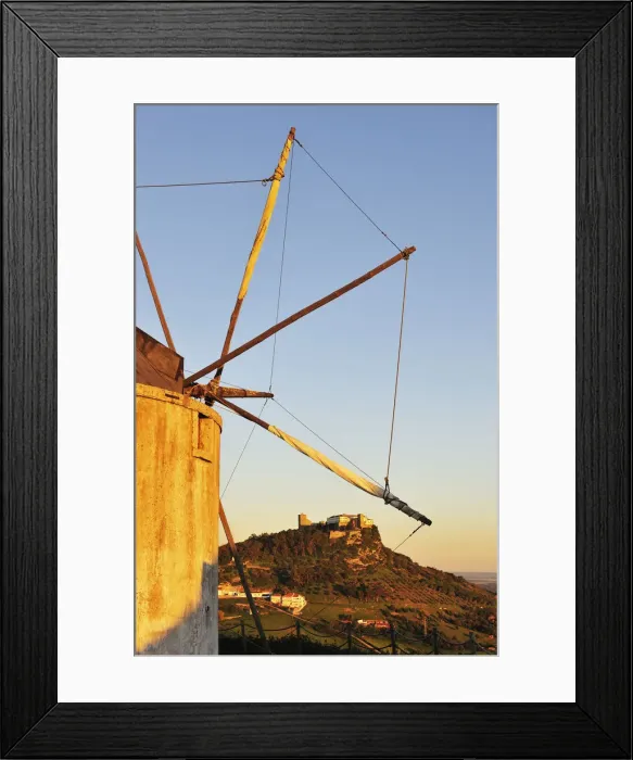 Framed Print : The medieval castle of Palmela and a windmill, Portugal Framed Print : The medieval castle of Palmela and a windmill, Portugal