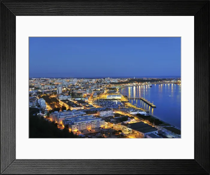 Framed Print : Setubal and the Sado river bay at twilight. Portugal