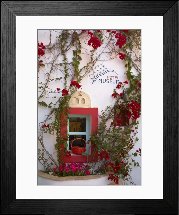 Framed Print : Colourful Window Detail, Oia, Santorini, Greece Framed Print : Colourful Window Detail, Oia, Santorini, Greece