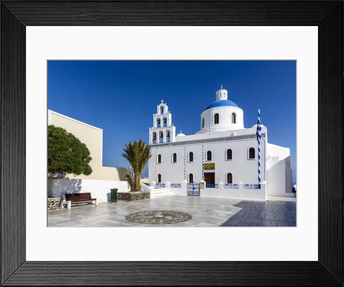Framed Print : Ekklisia Agios Onoufrios church, Oia, Santorini, South Aegean, Greece